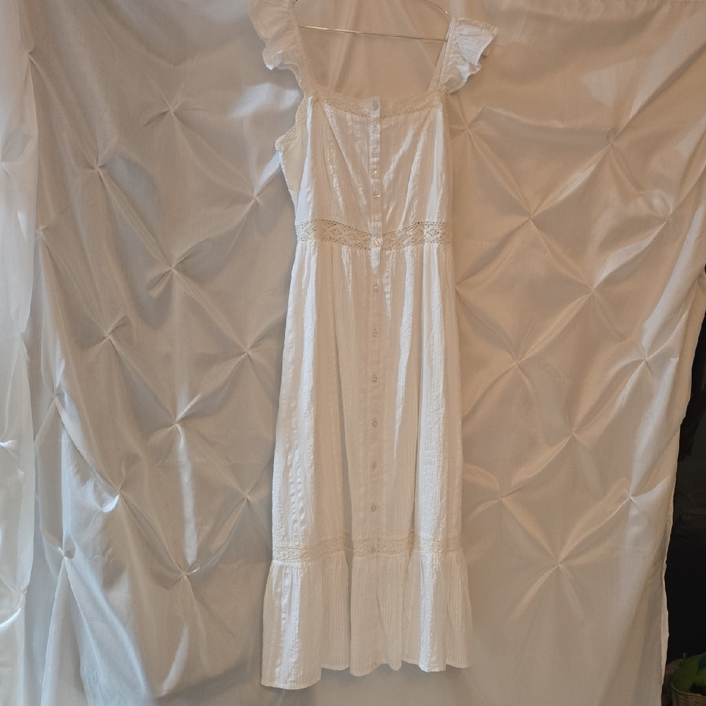 NWT And Now This White Ruffled Button-Down Dress